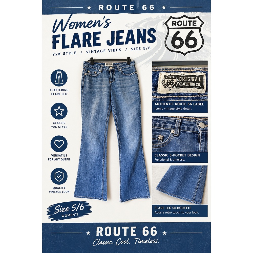 Route 66 Y2K Women's Flare Jeans Size __ Medium Wash Blue Denim Stretch Vintage